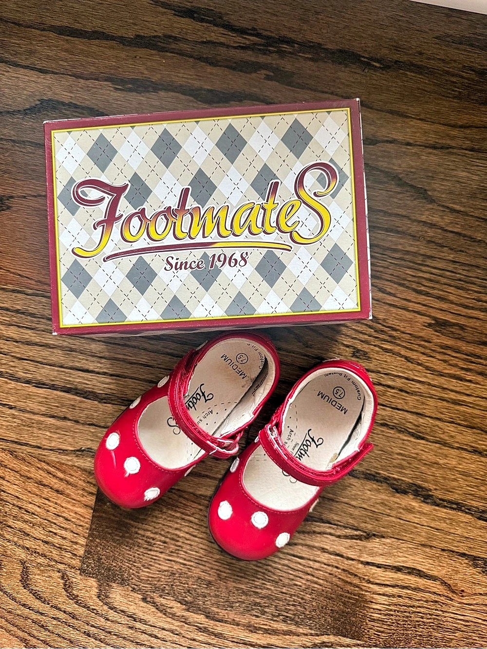 Footmates Clara Girls Red & White Polka Dot Mary Jane Shoes